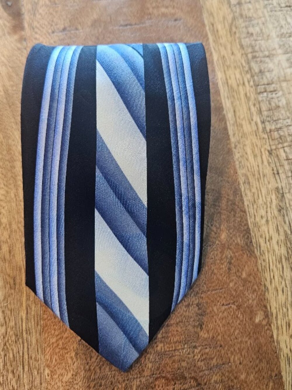 Henri Picard Mens Necktie Dark Navy Blue Jacquard Textured Abstract Pattern Tie